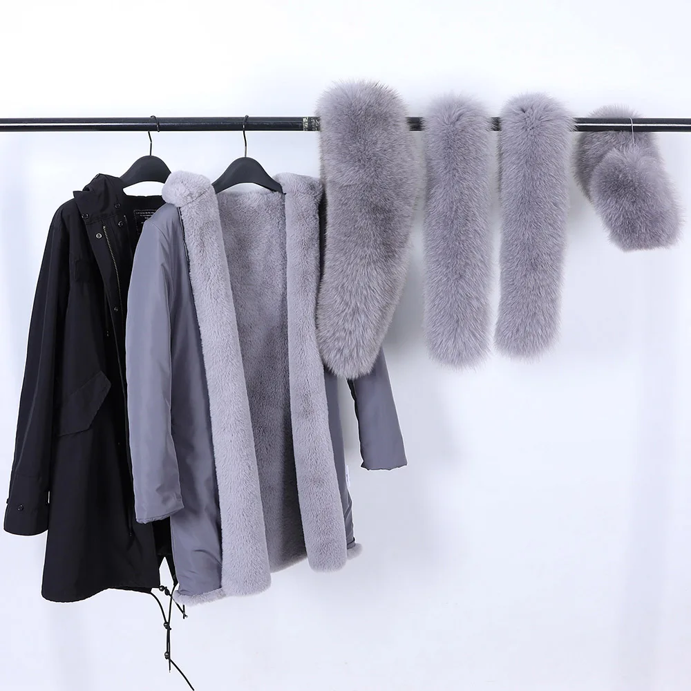 2022 Super Hot  Winter Jacket Hooded Long Overcoat Parkas Female Clothes Removable Real Fox Fur Collar Coats Woman