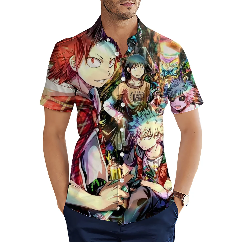 

Мужская летняя рубашка CLOOCL с героями мультфильмов, Забавные футболки с героями аниме Моя геройская академия, Пляжная рубашка, топы с коротк...