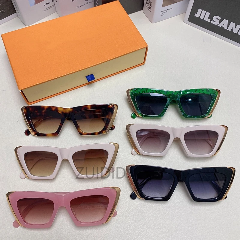 Triangle Cat Eye Square Metal Hemming Sunglasses PK Z1656E Women Luxury Brand Designer Clear Gradient Shades UV400 Men Glasses