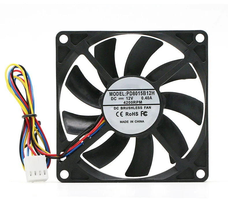 Низкопрофильный вентилятор 8015 PD8015B12H DC12V 0.4A 80x80x15 мм, 2-контактный бесщеточный мини-кулер для 3D-принтеров и блоков питания ПК (art.: 3920db0977ff7) - 3920db0977ff7