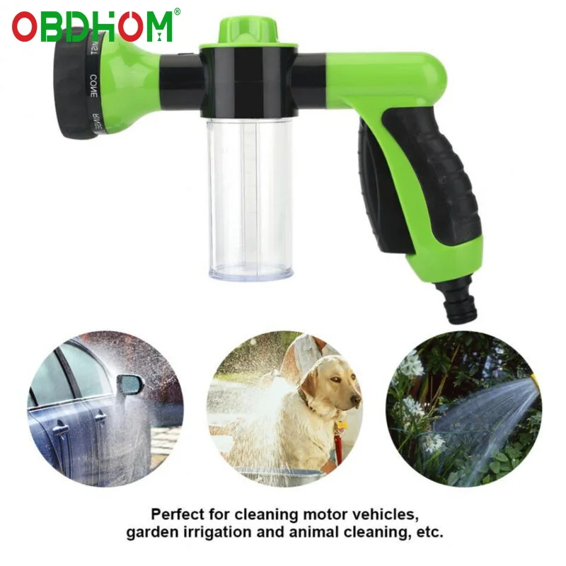 

8 in1 Car Wash Brush Foam Gun Garden Hose Nozzle Foam Cannon Bottle Soap Sprayer High Pressure Design Multiple Spray Pptions