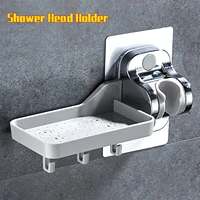 wall mount handheld shower holder adjustable shower head holder with tray hook shampoo soap storage box bathroom accessories