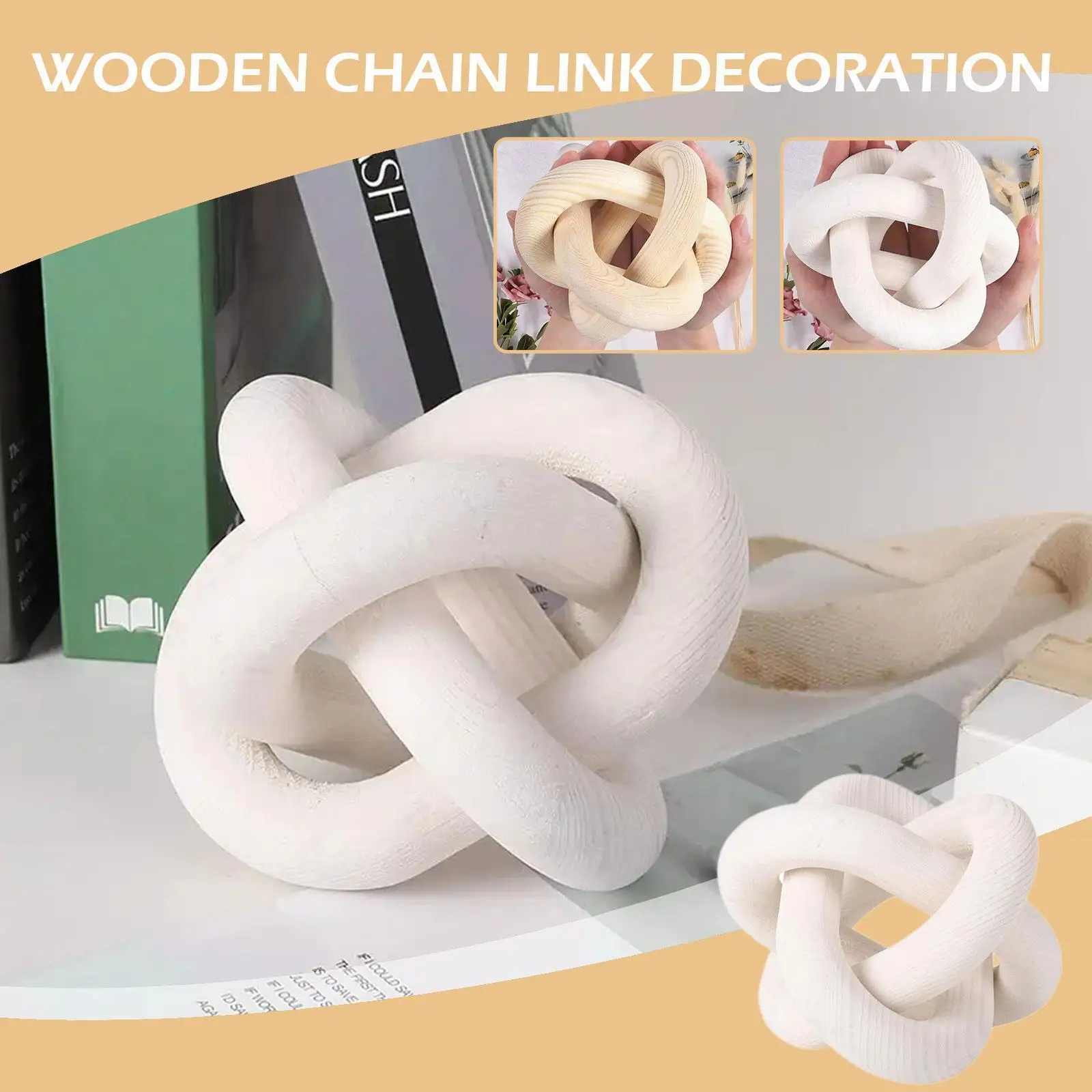 

Wood Chain Link Ball Decoration For Coffee Table Wood Chain Knot For Aesthetic Room Hand Carved Wooden Chain Links Boho Dec X5O3