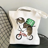 shopper bags shopping bags animel print funny cat print tote bag handbags shoulder bags casual handbag women eco canvas bag