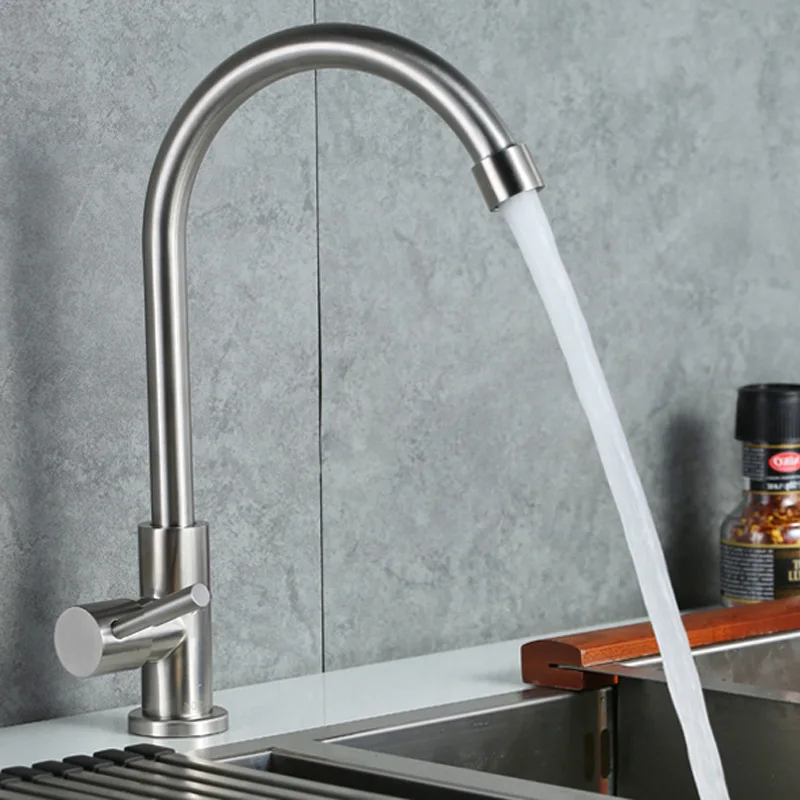 Single cooling kitchen faucet 304 stainless steel household 