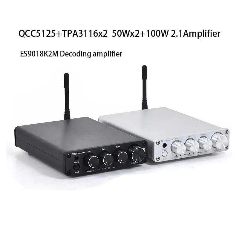 

Nvarcher TPA3116 2.1 Bluetooth 5.0 Power Amplifier 50W*2+100W Subwoofer amplificador ES9018 Decoding