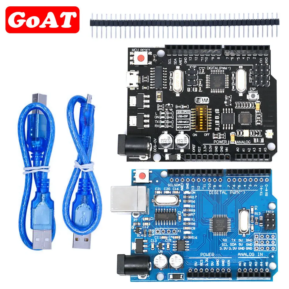 Официальная коробка UNO R3 ATMEGA16U2 / UNO + WiFi R3 оригинальный чип ATMEGA328P CH340G для Arduino UNO R3 макетная плата WeMos ESP8266