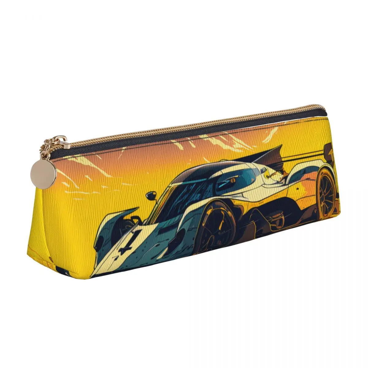 

Dazzling Sports Car Triangle Pencil Case Mountain Sun School Large Capacity Zipper Pencil Box Boy Girl Cute Leather Pen Bag