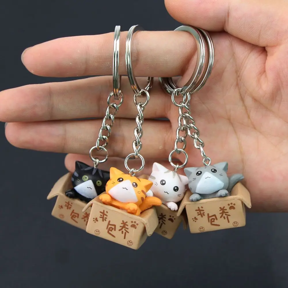 

1 pcs Fashion Personality Decorations Box Little Cat Key Ring For Men Women Bag Charm Pendant Keychain
