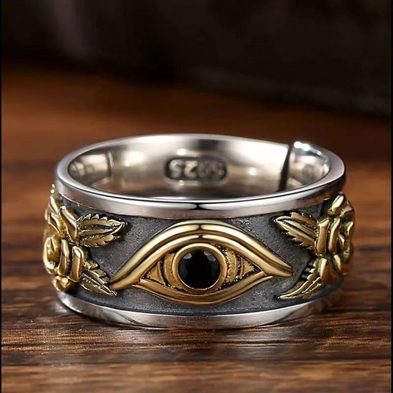 New Retro Ancient Egyptian Eye of Horus Ring for Men\\\\'s Personality Hip-Hop Trend Charm Accessories Jewelry Gift Wholesale