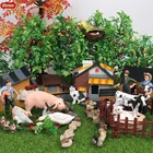Экшн-фигурки животных, фермер, утка, свинья, коровы, курица, миниатюрные, симпатичная детская игрушка