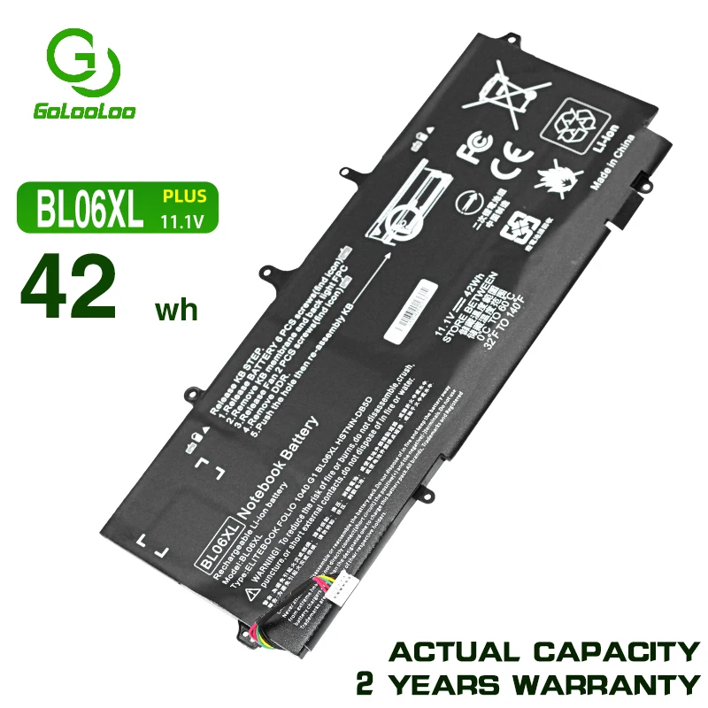 

Golooloo 11.1V 42Wh BL06XL BL06042XL Battery for For HP EliteBook Folio 1040 G0 G1 G2 HSTNN-DB5D HSTNN-W02C