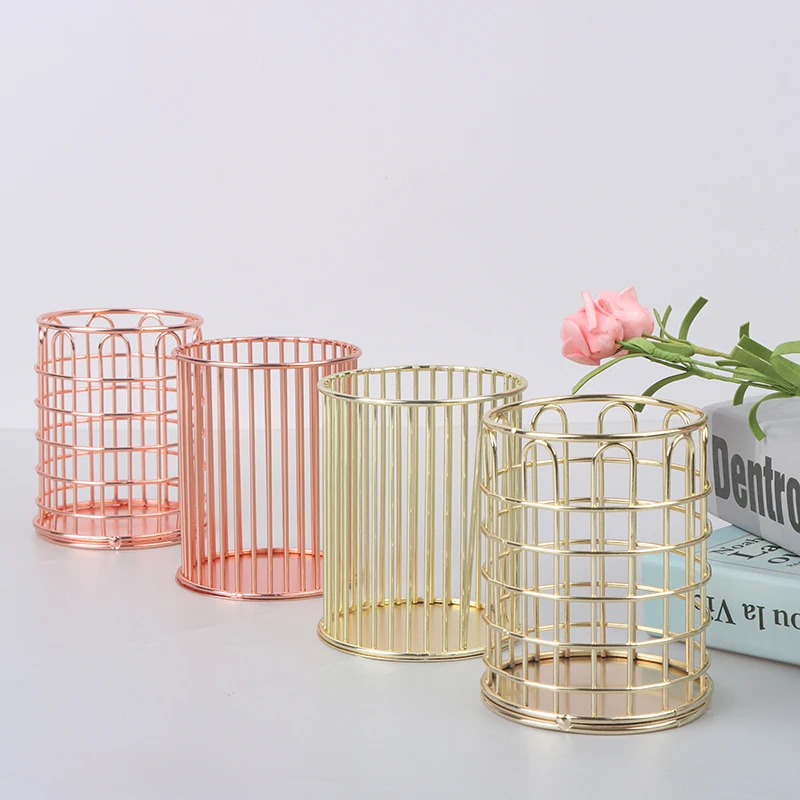 

Настольный держатель для ручек INS, металлический чехол для школы и офиса, Золотая или розовая золотая коробка, настольный карандаш ручка Орг...