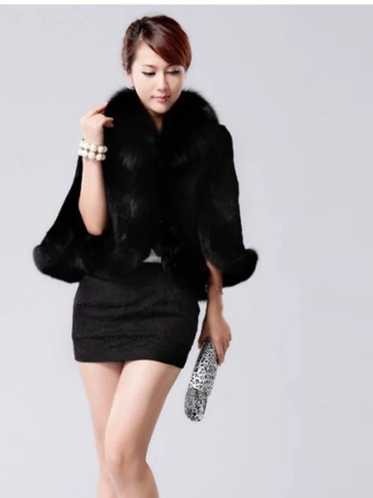 ICCLEK 2020 women's new imitation fur coat imitation fox fur rabbit fur grass Cape cape coat