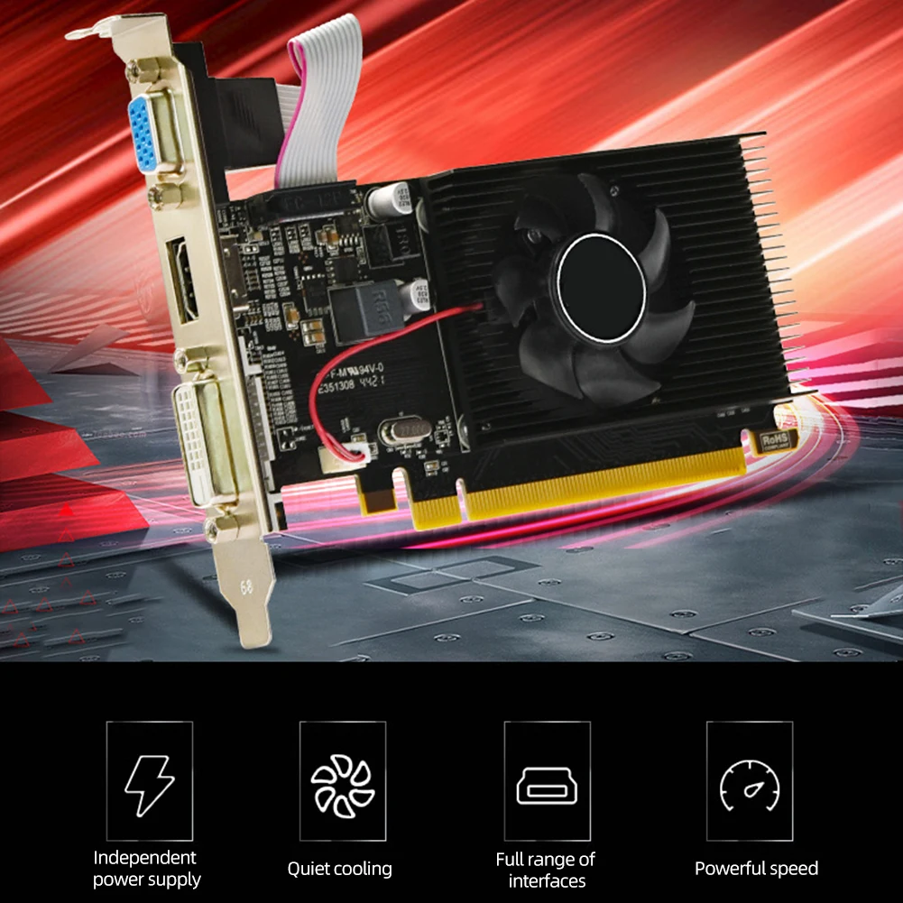 

R5 230 2G Computer Graphics Card 64bit Desktop Graphics Card PCI-E 2GB GDDR3 for Daily Office Web Browsing Games