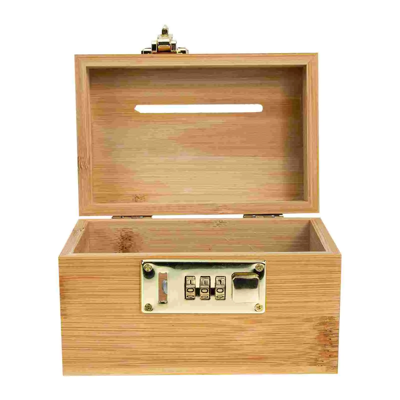

Box Bank Piggywooden Treasurelock Wood Cashmoney Storage Jewelry Decorative Saving Kids Case Keepsake Trinket Banks Pot