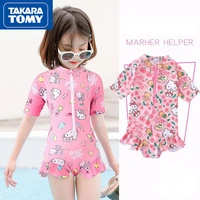takara tomy hello kitty new childrens quick drying skin friendly high elastic swimsuit girls one piece seaside surfing suit