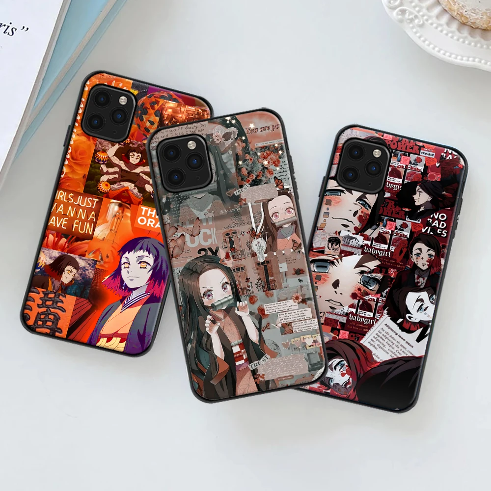 

Demon Slayer Japan Anime Phone Case For iPhone 11 12 13 Pro MAX Mini 6 7 8 6S Plus X XR XS SE 2020 Soft TPU Hot Funda Back Cover