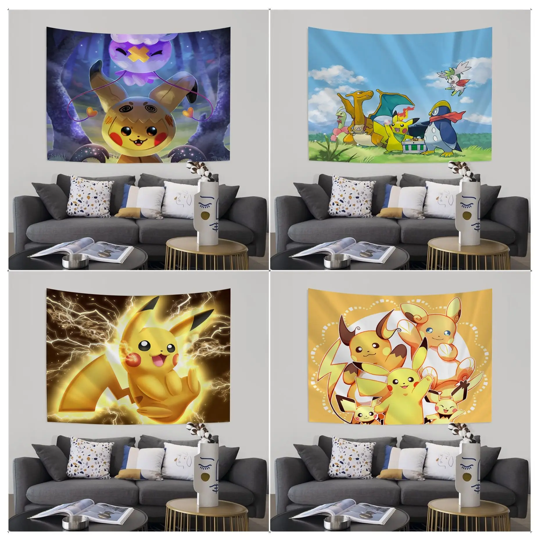 

Bandai Pikachu Anime Tapestry Bohemian Wall Tapestries Mandala Cheap Hippie Wall Hanging