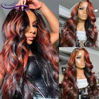 Парик из натуральных волос красного и бордового цвета 13x4, парик на фронтальной сетке 180%, бразильский, прозрачный, с застежкой 4x4, 99j, цвет ed, парики крупными волнами