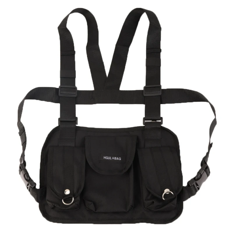

Функциональная тактическая нагрудная сумка для мужчин Модная пуля жилет в стиле хип-хоп Уличная сумка поясная сумка унисекс черная нагрудн...