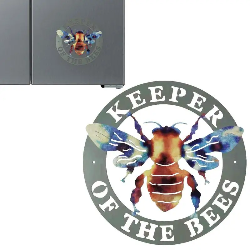 

Metal Outdoor Bee Wall Art Bees Wall Decorations For Outdoor Bee Farm Sign Hanging Ornament Round Bee Yard Craft Outdoor Metal