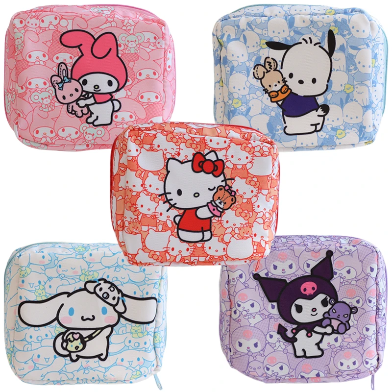 

Sanrios Anime HelloKittys Cinnamoroll My Melody Kuromi Sanitary Napkins Sundries Storage Bags Cartoon Cute Portable Cosmetic Bag