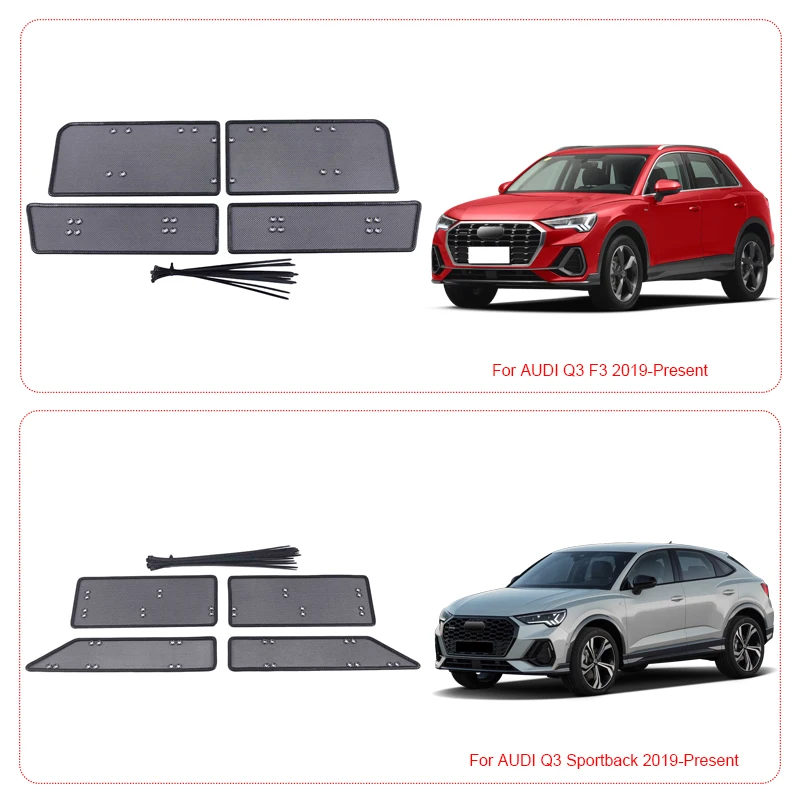 

4pcs Car Insect Screening Mesh Front Grille Insert Net Stainless Steel For AUDI Q3 F3 Sportback 2019-2025 Auto Accessories