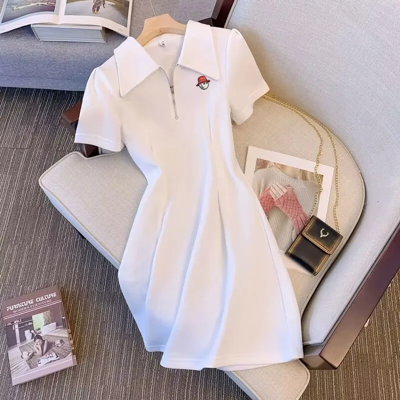 Embroidery LOGO Womens Golf Dress 2023 Summer Malbon New Lapel Dress Women's Casual Golf Clothing Golf T Shirt Womens Golf Wear