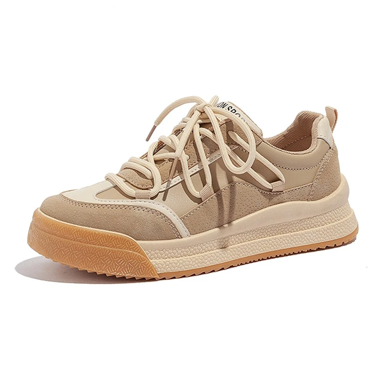 

Women Sneaekrs 2022 New Fashion Breathable PU Leather Sneakers Korean Style Mixed-Color Lace-Up Platform Shoes For Women A0-102