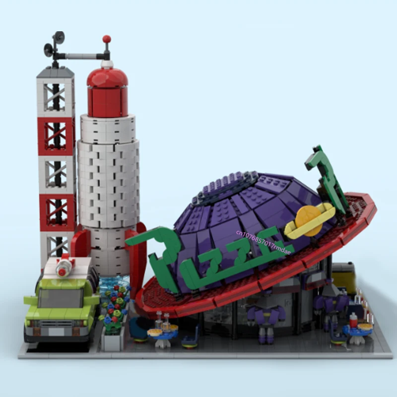 НОВЫЙ 3030 шт. город хит продаж вид на улицу Moc модульное здание пиццы и планеты DIY