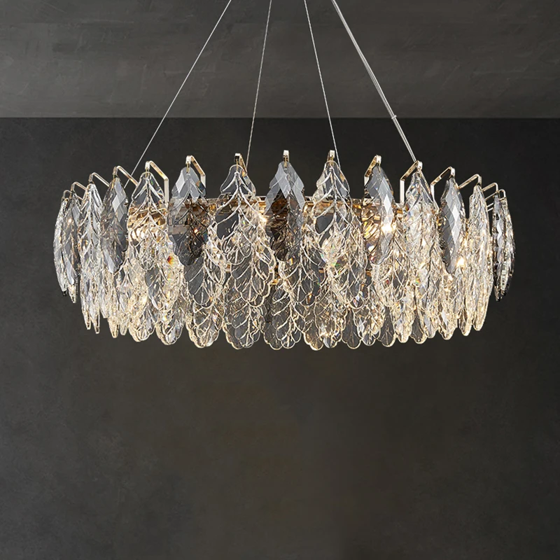 

Art Led Chandelier Pendant Lamp Light Modern Luxury Crystal Leaf Living Dining Room Home Decor Bedroom Hanging Luminaire