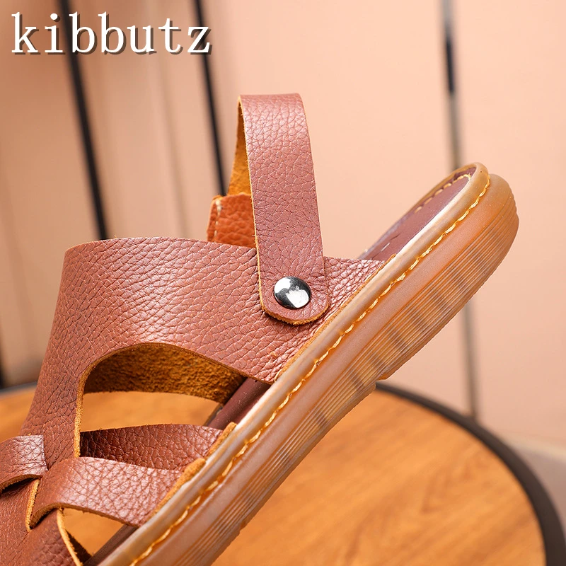 Сандалии мужские из натуральной кожи Босоножки с открытым носком повседневная