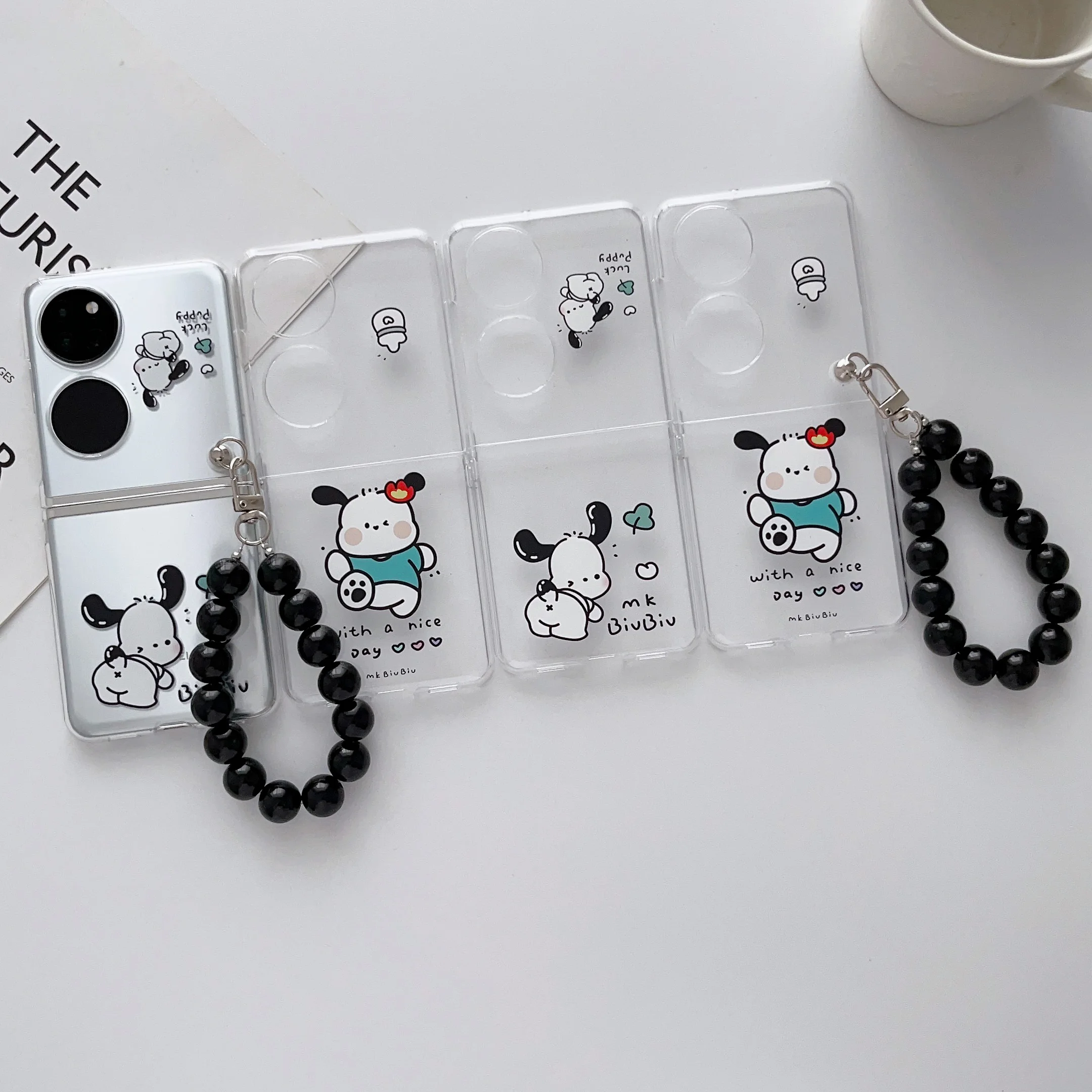 

Works with Huawei P50pocket transparent Oil-injected cartoon pacha dog folding phone case back cover