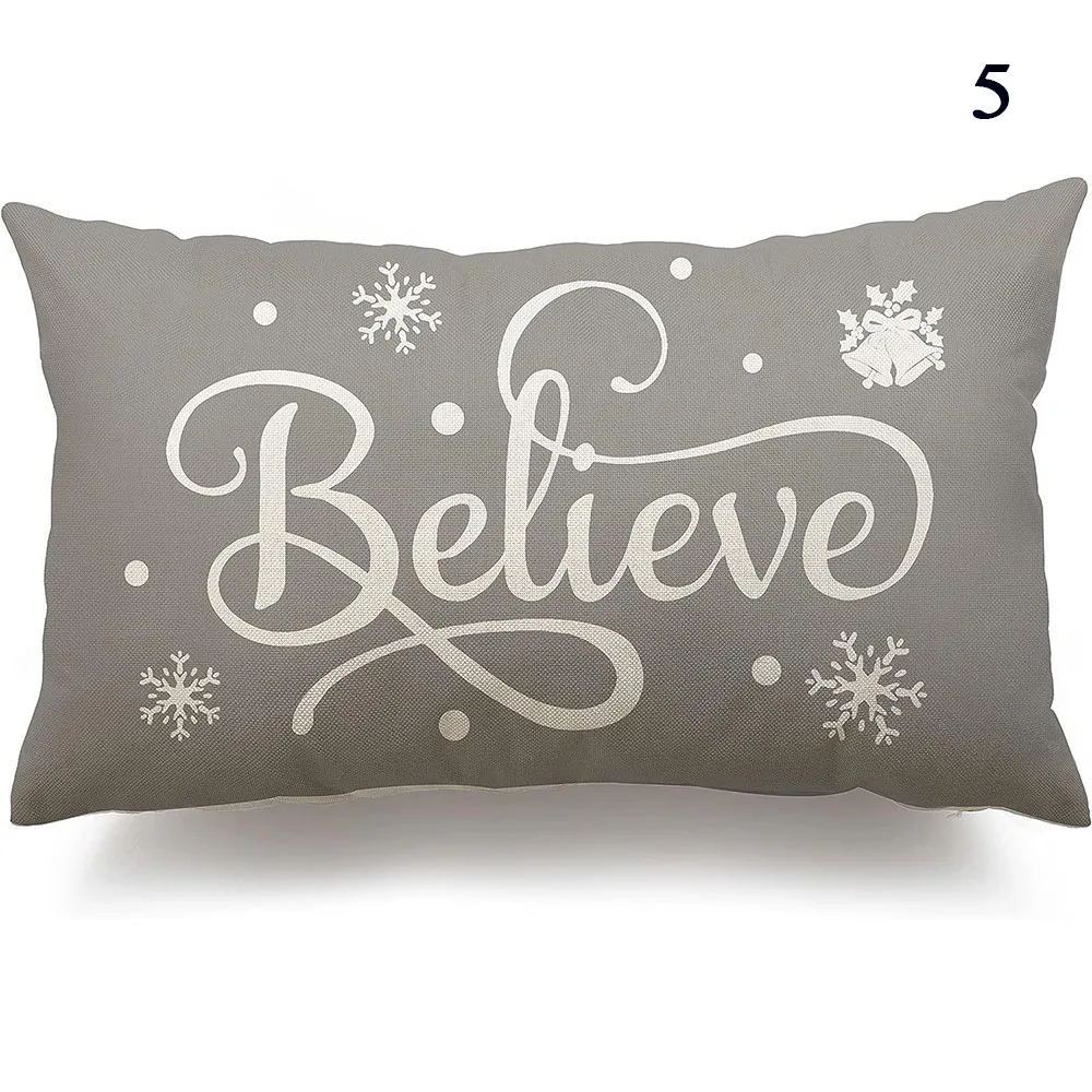 Декоративная наволочка с Рождеством 30x50 см, льняная наволочка, рождественская елка, снеговики, декор с буквами, наволочка, чехол для подушки