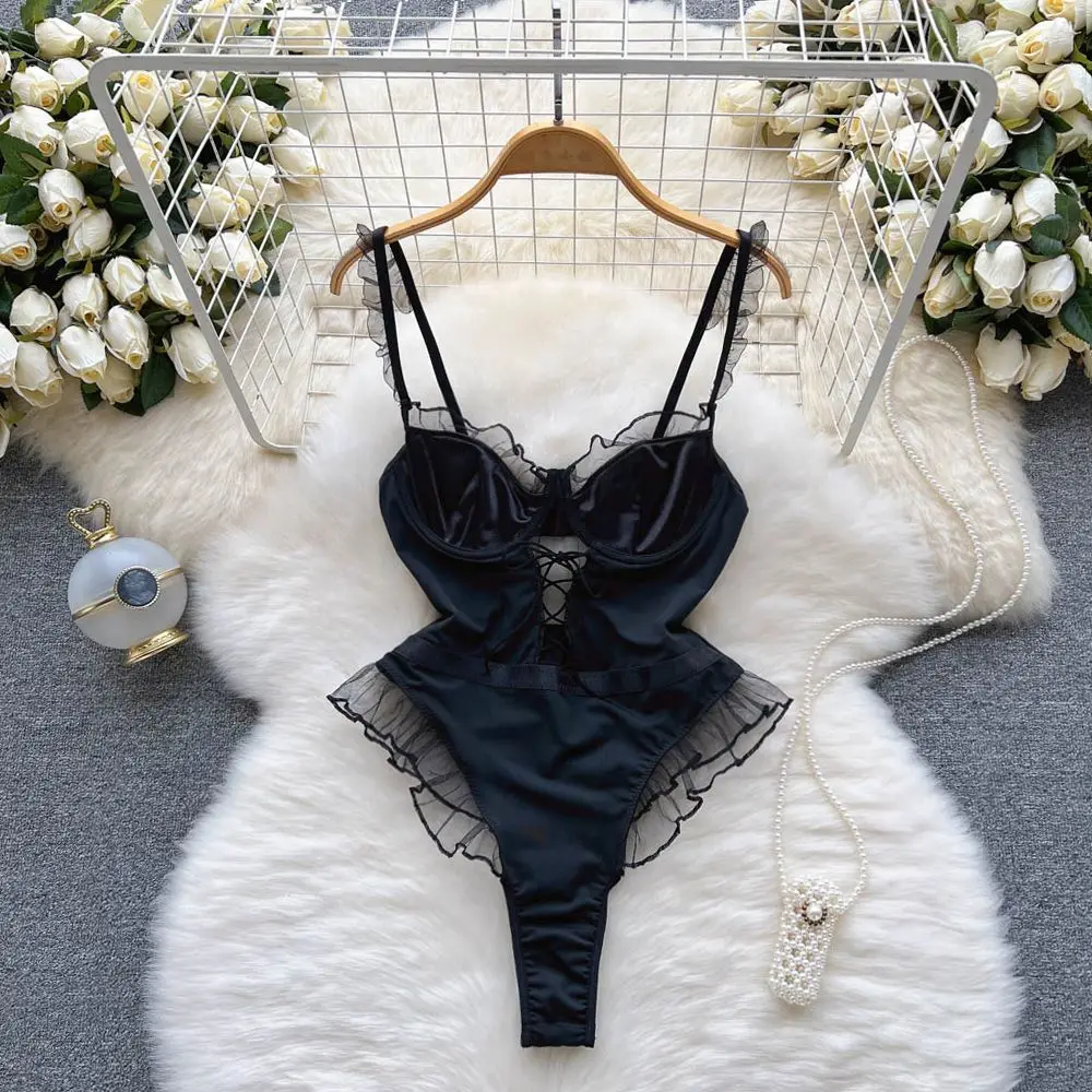 

Женские кружевные сетчатые комбинезоны с оборками, облегающий сексуальный комбинезон, повседневный уличный комбинезон, женский комбинезо...