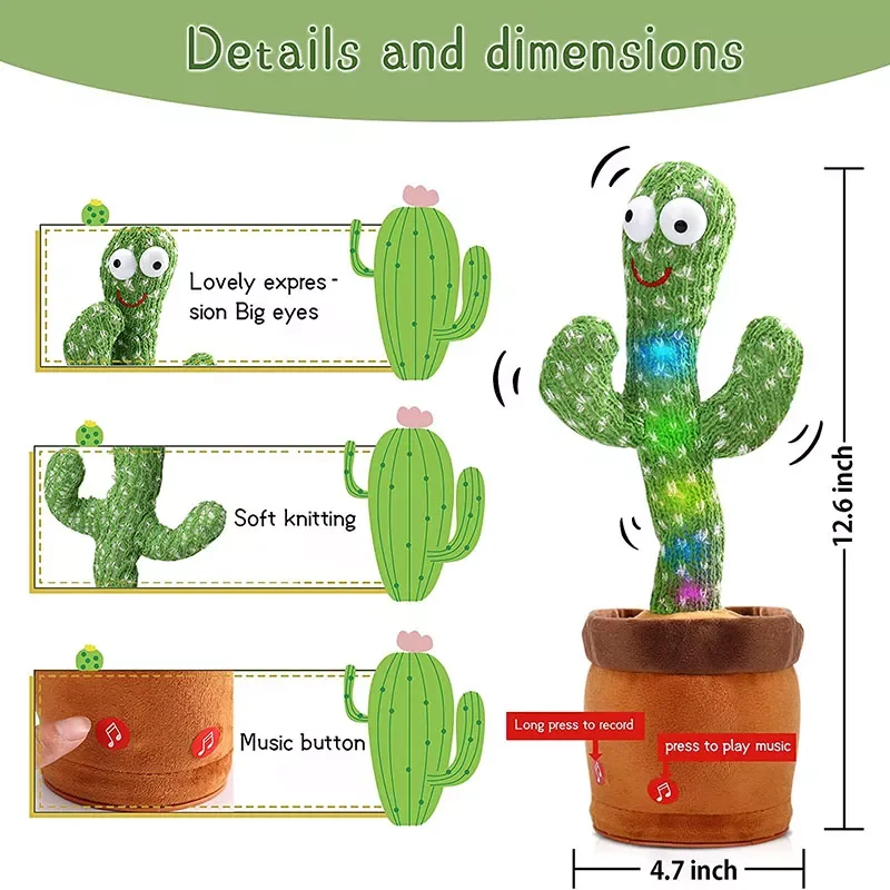 

New in Dancer Cactus English Dancing Cactus Toy Free Shipping Original Dancing Cactus Repeat Talking Arab Plant Baby Toy envio g