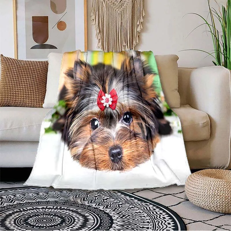 

Dog with Long Hair Throw Blanket Cute Kawaii Dog Flannel Queen Size for Bed Sofa Couch Blanket King Queen Full Size Blanket King