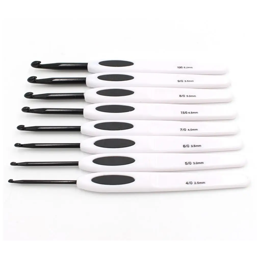 

Hot sale Convenient 8 pcs / Set color plastic handle Aluminum Crochet Hooks Knitting Needles for Home Sewing Handmade Tools