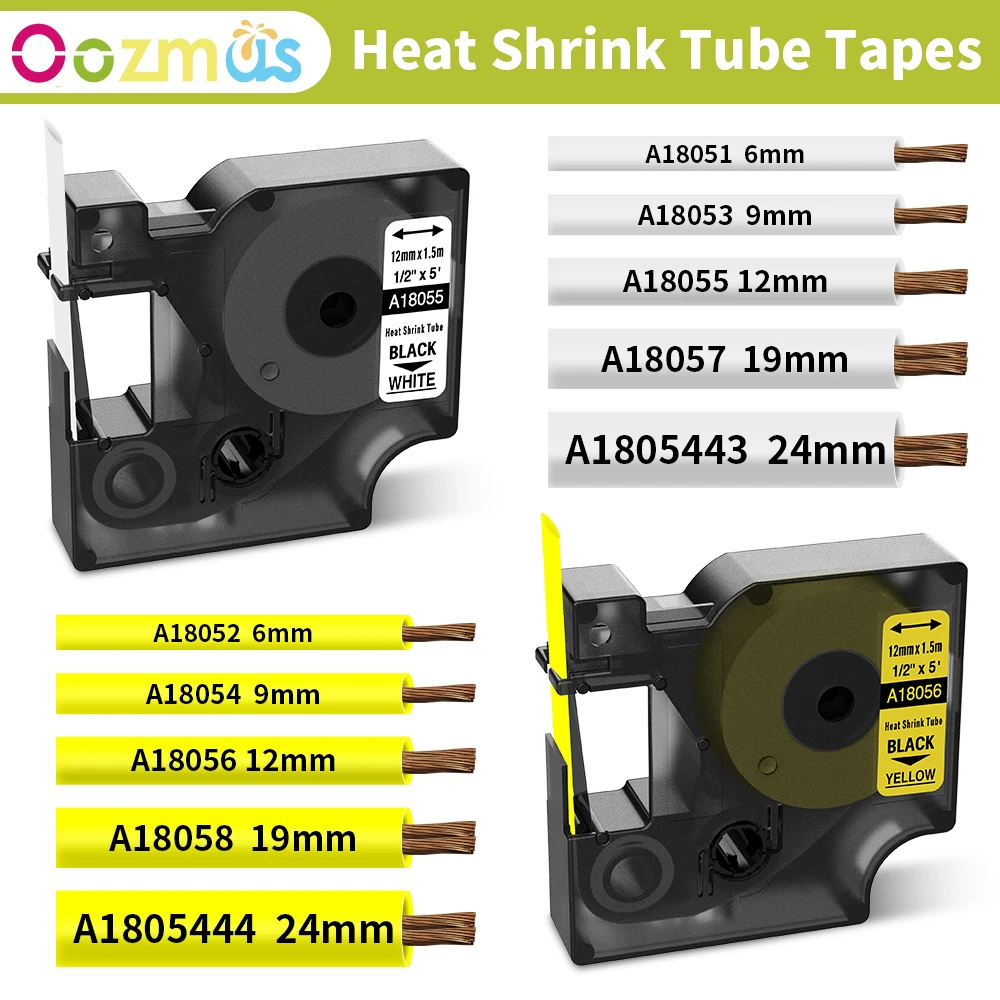 

Compatible for DYMO Industrial Heat Shrink Tubes 18051 18052 18053 18054 18055 for Dymo Rhino Label Maker 5200 6000 4200 6500
