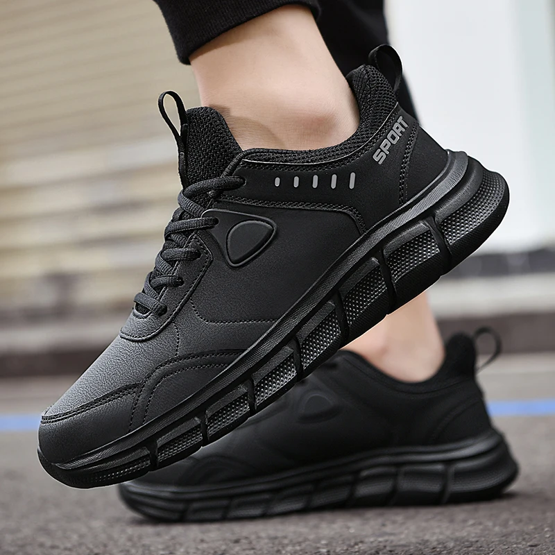 Men's Sneakers Sports Casual Leather Shoes Waterproof  Outdoor Comfortable Flat Walking Shoe Man Athletic