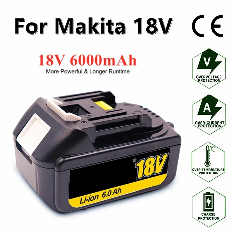 

Makita 18V 6Ah BL1860 Rechargeable Battery 6000Mah Lithium Ion For BL1850 BL1830 LXT400 Tools Li-Ion Batteries