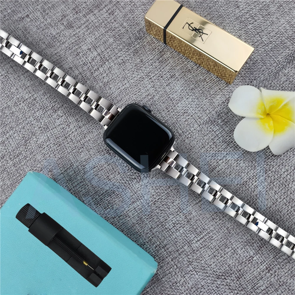 

Ремешок для apple watch 7 band 41 мм 45 мм iwatch se 40 мм 44 мм, легковоздухопроницаемый браслет из нержавеющей стали для apple watch 6 5 4 3 38 мм 42