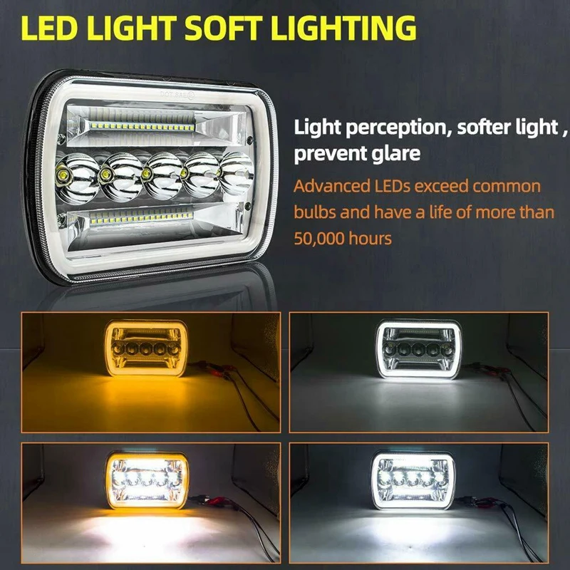 Передние фары дальнего/ближнего света с квадратными фарами ДХО для Chevy Ford