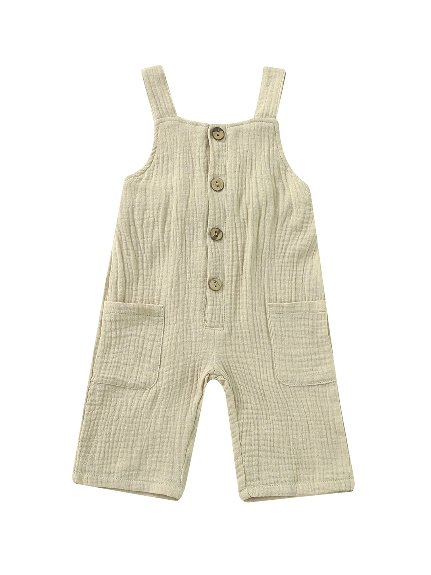 

Детский однотонный комбинезон без рукавов, на пуговицах