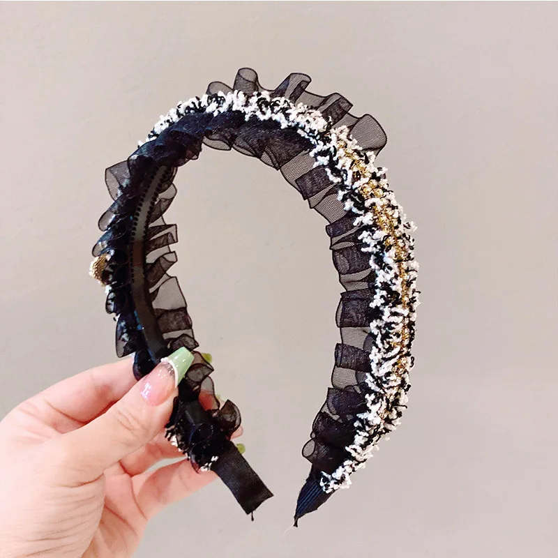 Жемчужная повязка на голову для женщин элитная осенне-зимняя цветочная