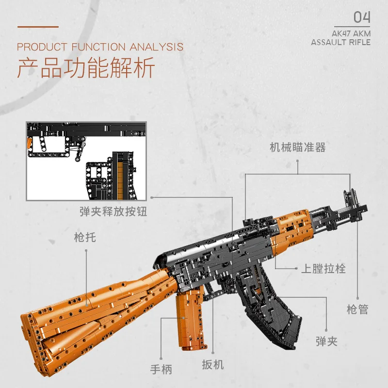 XingBao 24006 AK47 AKM Block Gun Модель Battlefield Weapon Series DIY Игрушки Строительные блоки Мальчик