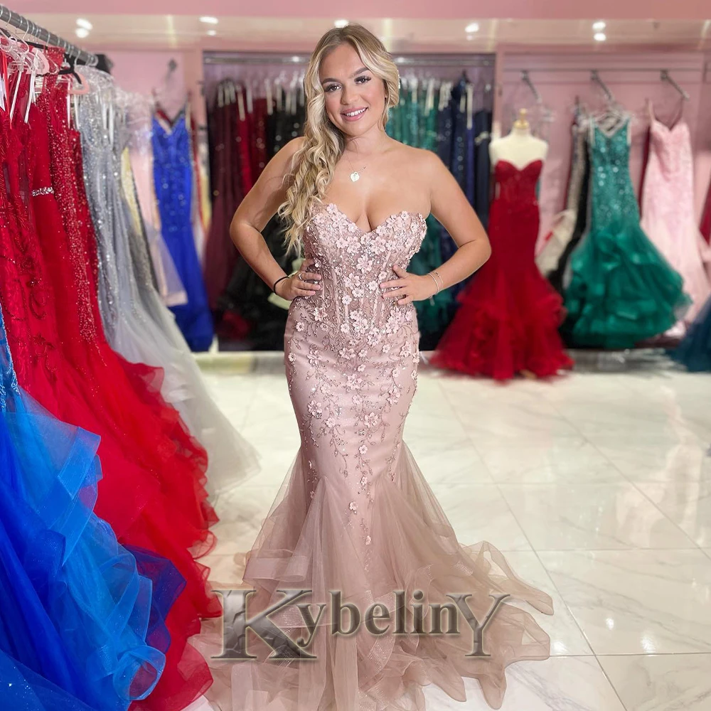 

Kybeliny Modern Mermaid Prom Dresses For Women Strapless Sleeveless 2023 Evening Gowns Vestidos De Fiesta Party Made To Order