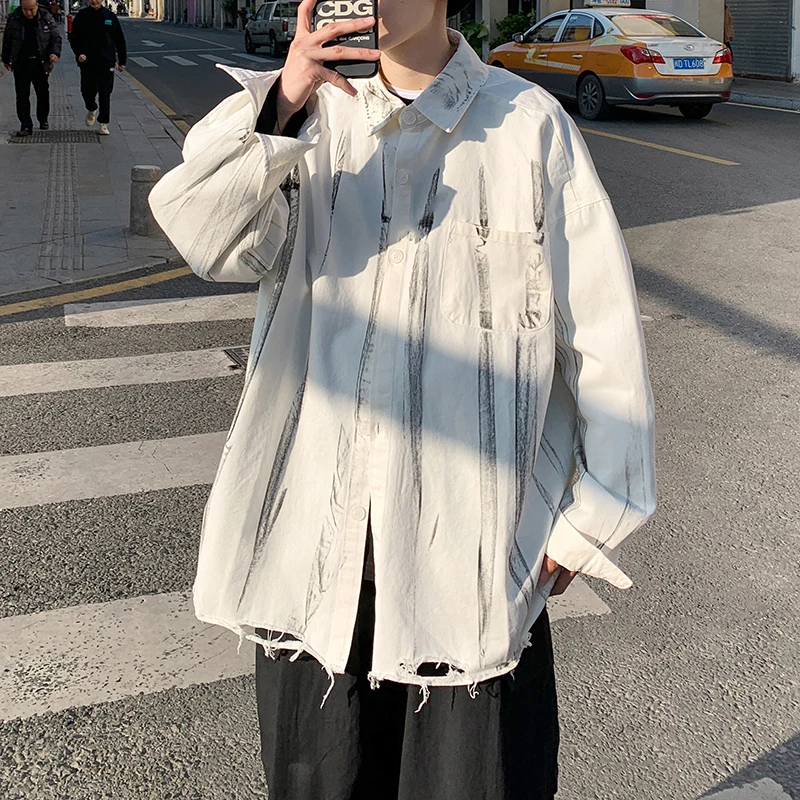 

Workwear long-sleeved shirt Men's autumn loose shirt versatile youth coat