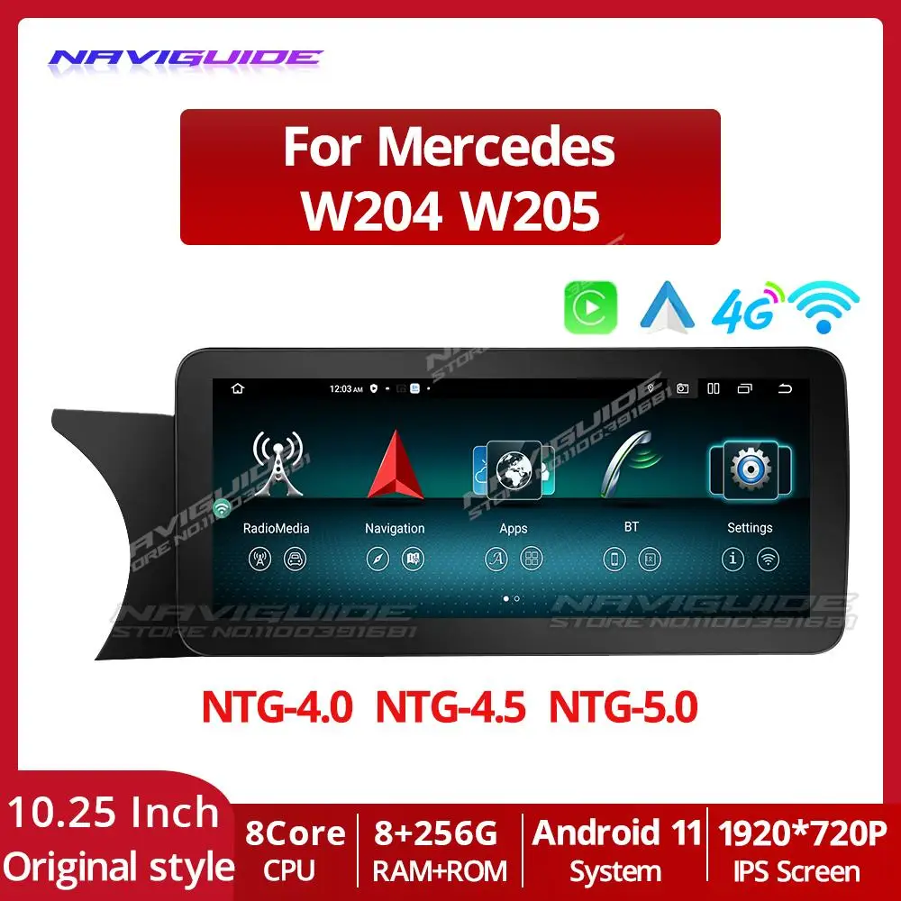 

Автомагнитола для Mercedes W204 W205 10,25-2007 NTG 2018 4,0 4,5 Carplay, Bluetooth